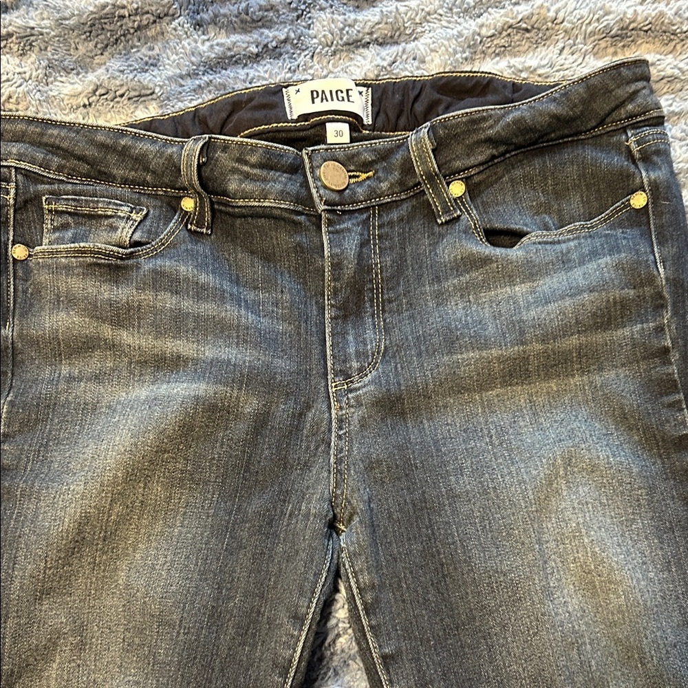 PAIGE Dark Blue Straight Leg Jeans - Picture 3 of 8